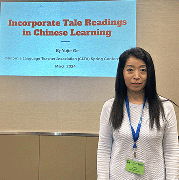 Yujie Ge at California Language Teachers Association conference