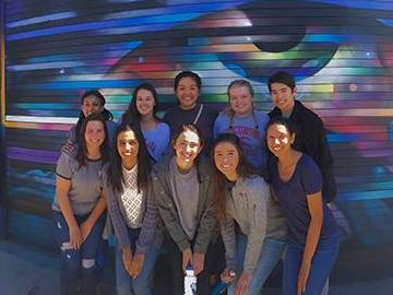 Gurleen Bajwa (front row, second from left) and her fellow SCU immersion students in Los Angeles in March.