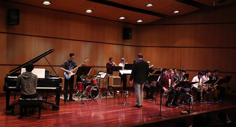 Jazz ensemble performing in the Music Recital Hall