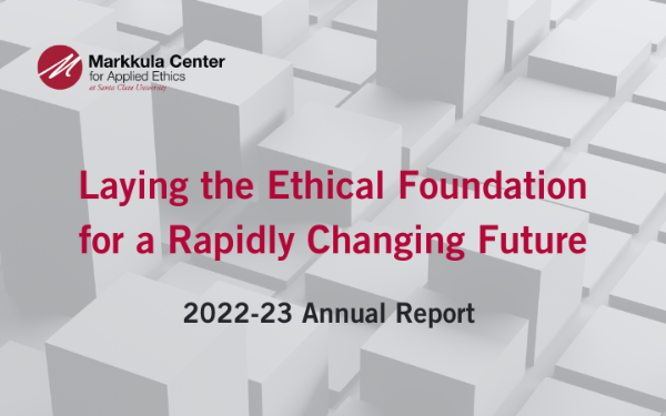 Building blocks on a grid with title: Laying the Ethical Foundation for a Rapidly Changing Future