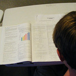 Student reading text book