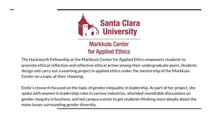 Markkula Center for Applied Ethics Hackworth Fellowship