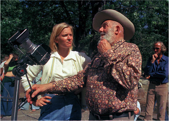 Ansel Adams teaching Susan Ford (daughter of President Gerald Ford) photography at his gallery near Yosemite
