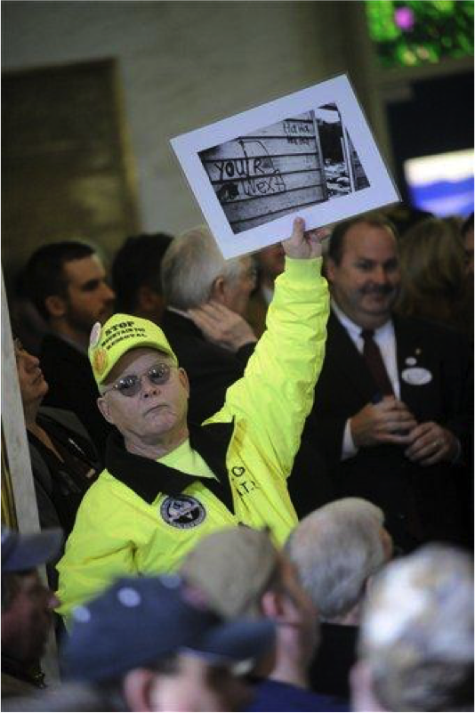 Larry Gibson at a rally in January 2011 at the Capitol in Charleston, WV in response to U.S. Environmental Protection Agency actions. [1]