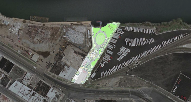 The original projected plan for the Hunts Point Riverside Park