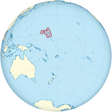 Map of the globe, highlighting the Marshall Islands