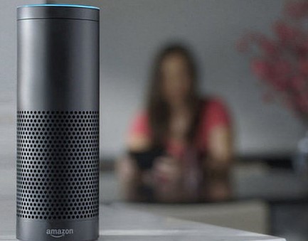 Amazon Echo,with woman in the background