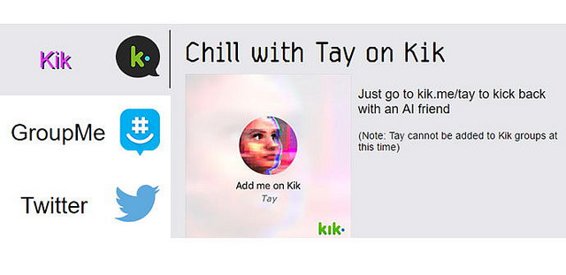 Tay chatbot screen capture