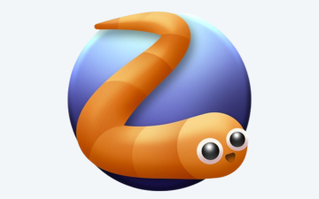 An cartoonish orange snake-like character from the online video game Slither.