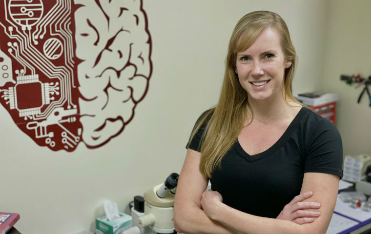 Photo of Lindsay Halladay Psych Neuroscience Professor in an office image link to story