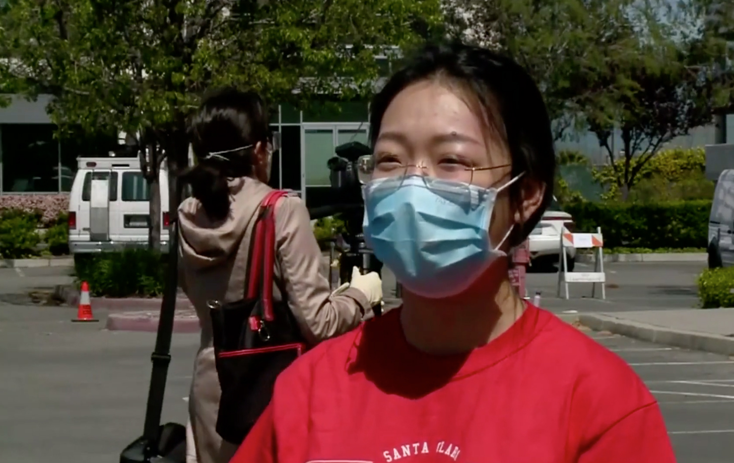 SCU student with mask on