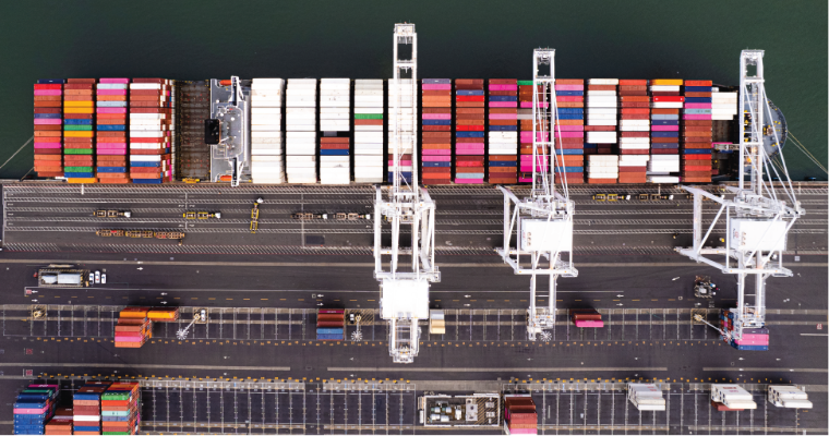 Aerial photo of shipping cargo
