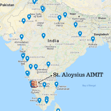 Map of India showing MOBI student locations