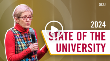 Thumbnail image of President Sullivan at State of University for a graphic