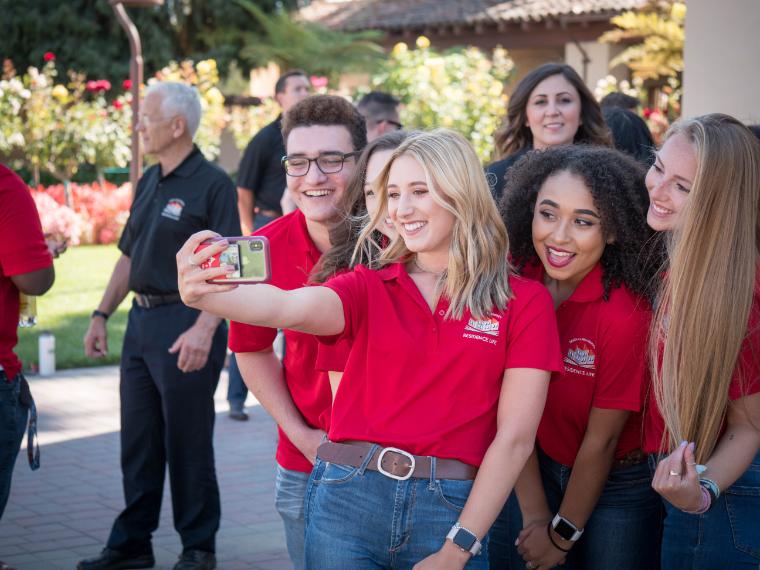 Santa Clara University students take a selfie