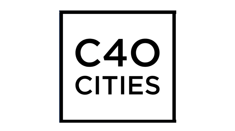 The words C40 CITIES written in a box outlined in black
