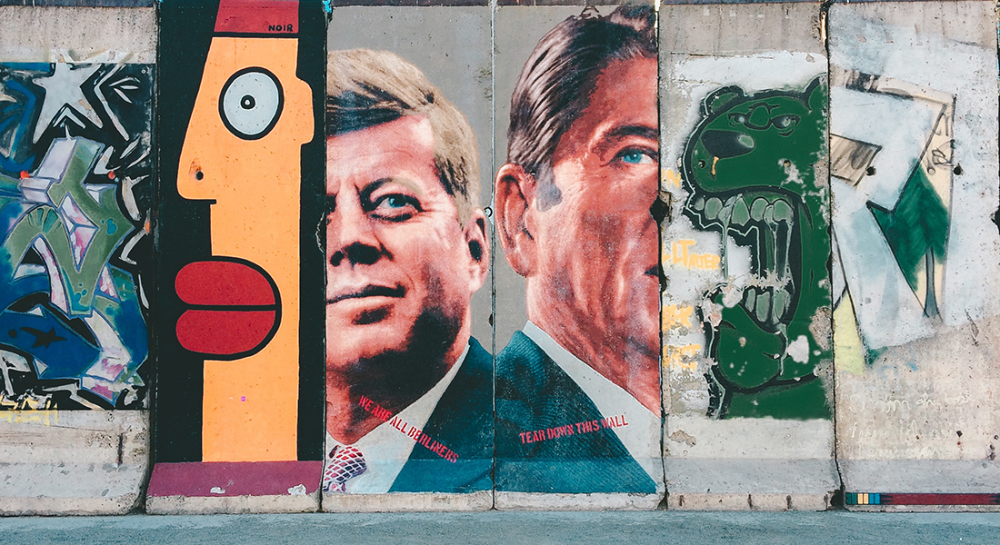 LA Street Mural of John Kennedy and Ronald Reagan