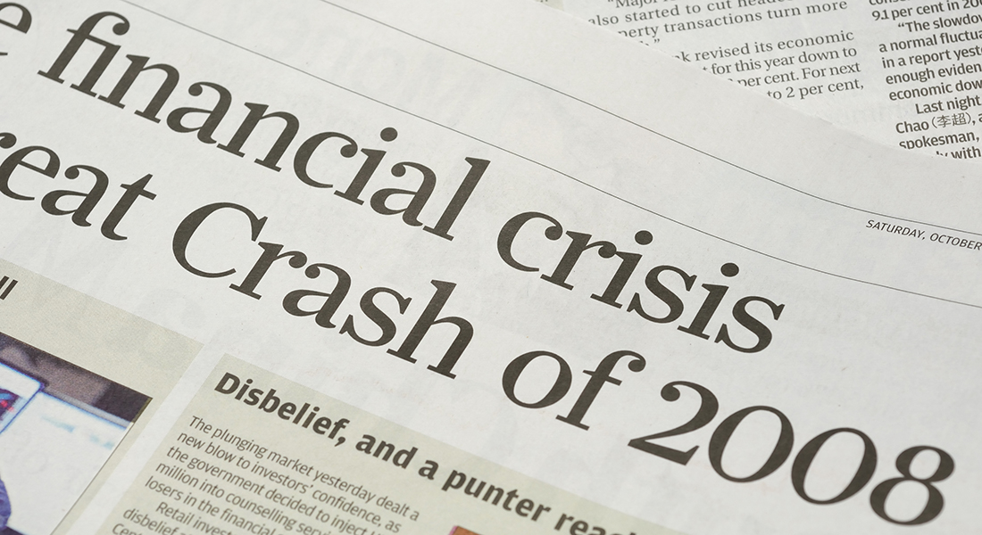 Newspaper headline from 2008 financial crisis