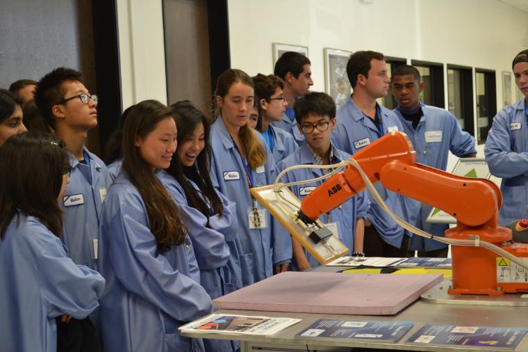 High school students taking part in the Summer Engineering Seminar visit Flextronics