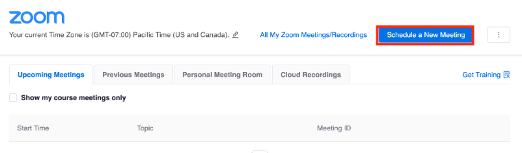 schedule a meeting in Zoom on Camino