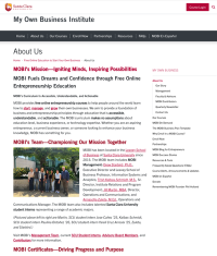 Screenshot of About Us webpage