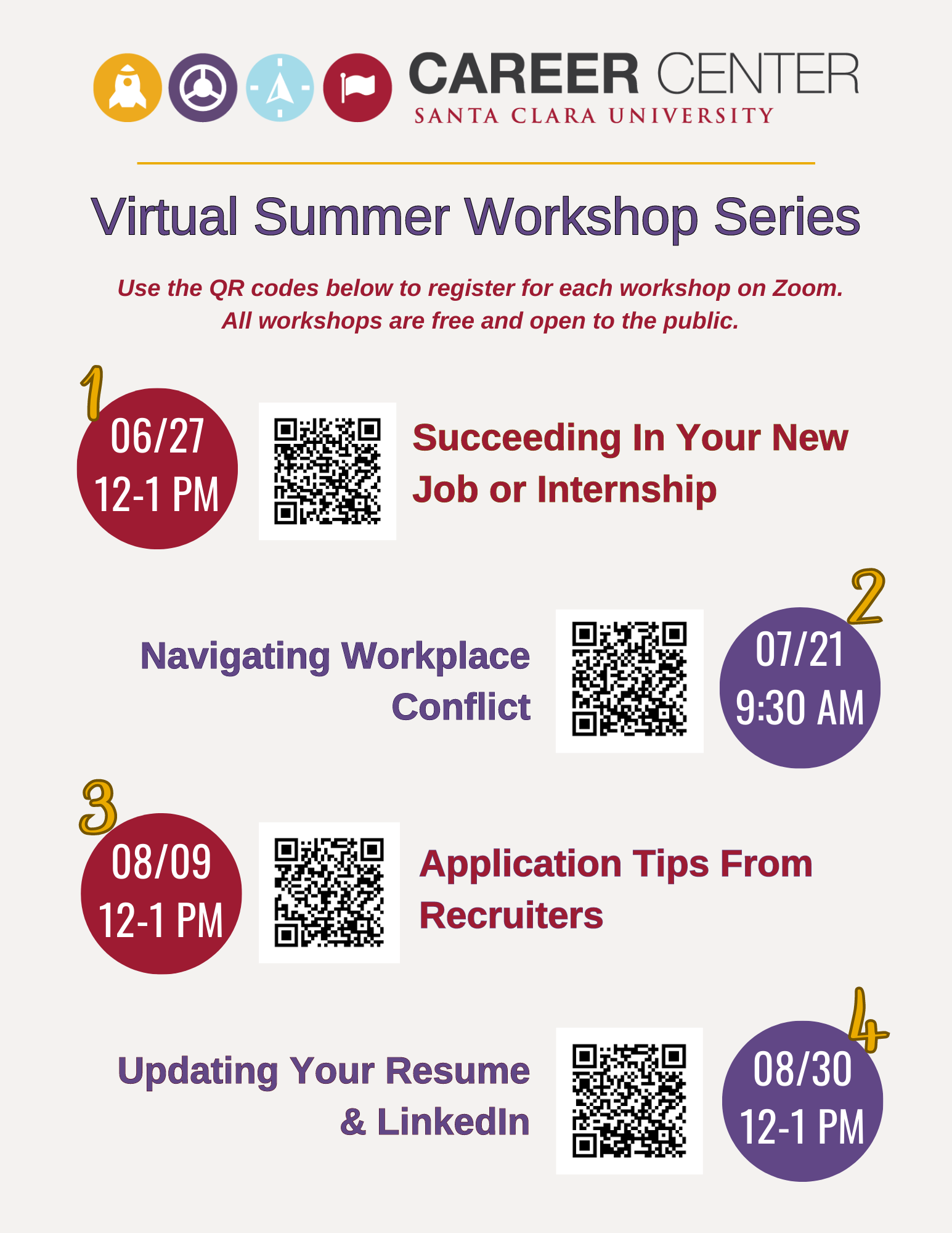 Summer 2023 Workshop Series flyer