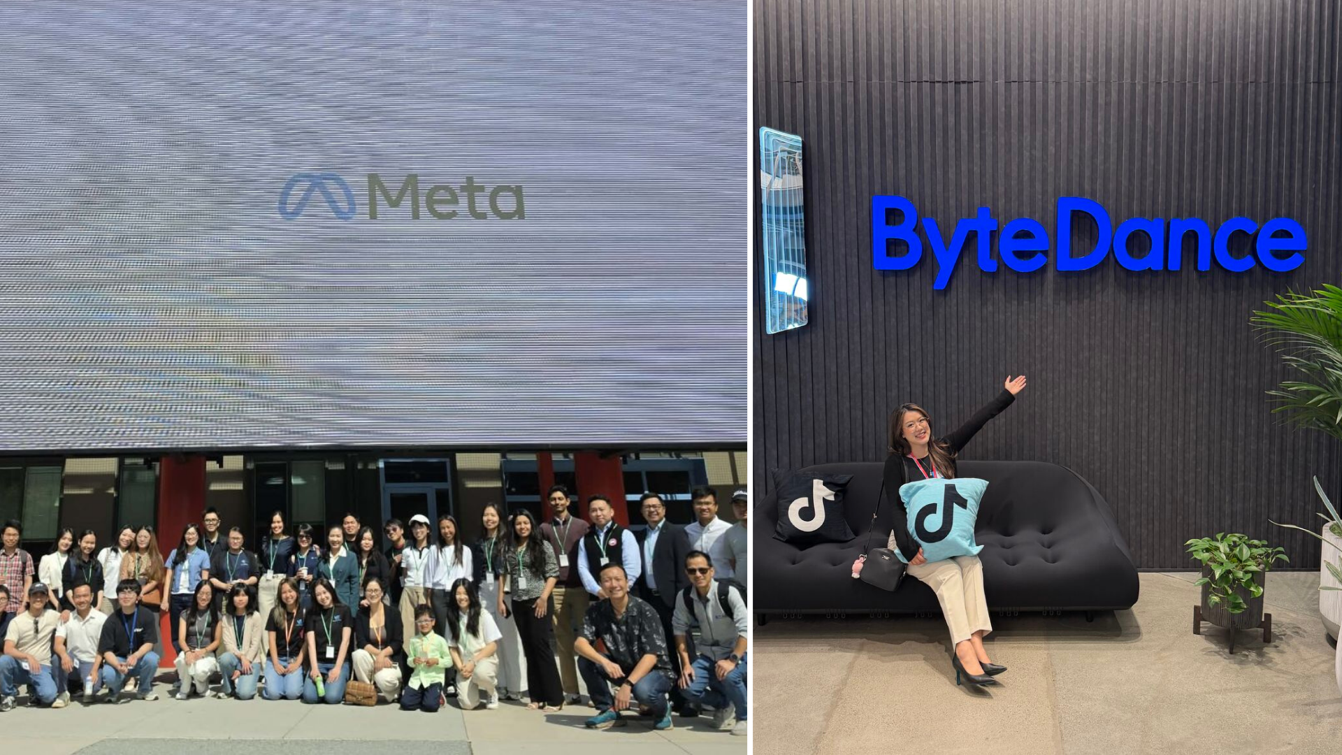 Vietnam Tech Summit 2026, left photo of group at Meta, right photo of woman at ByteDance