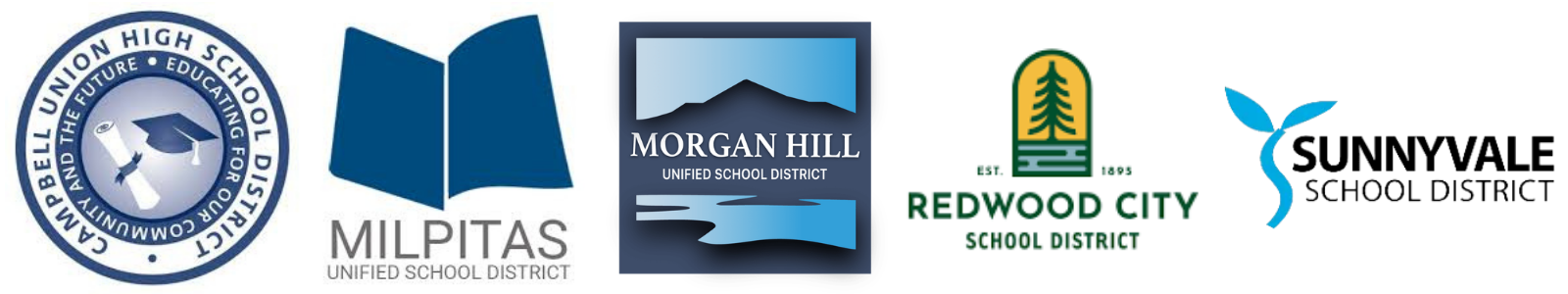 Logos of 5 school Bay Area districts