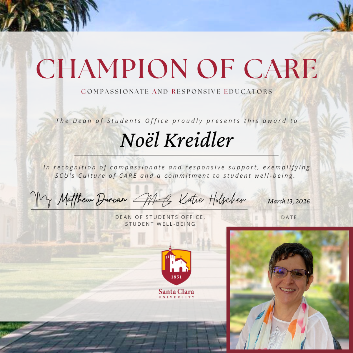 Noel Kreidler Champion of CARE award