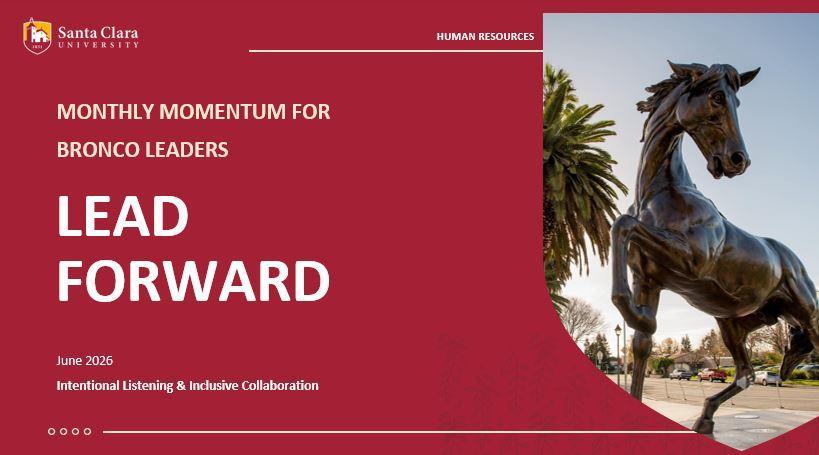 title page for Lead Forward June edition with picture of Bronco statue