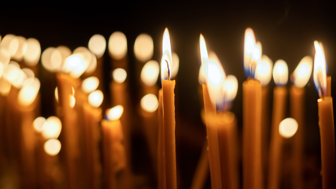 Candlelight Mass - crowd of lit candles