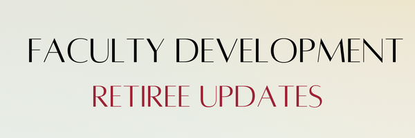 FACULTY DEVELOPMENT and RETIREES text on a light background.