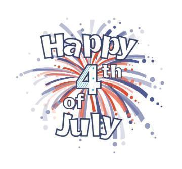 The words Happy 4th of July with a firework