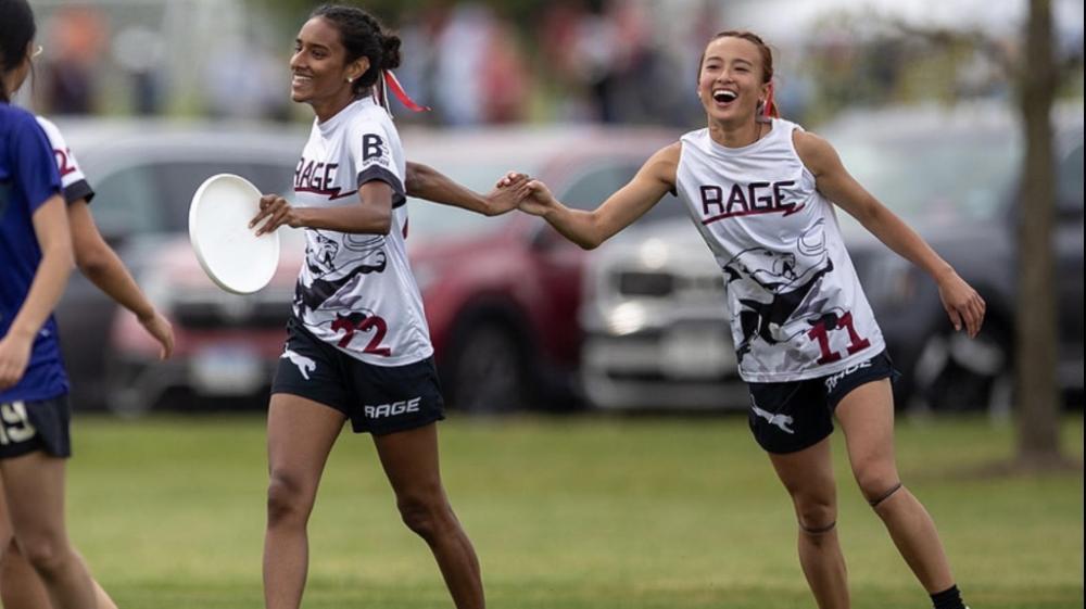 Two members of the womens ultimate team