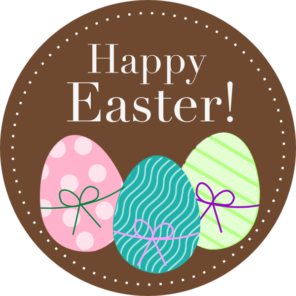 A basket of easter egg with the text happy easter