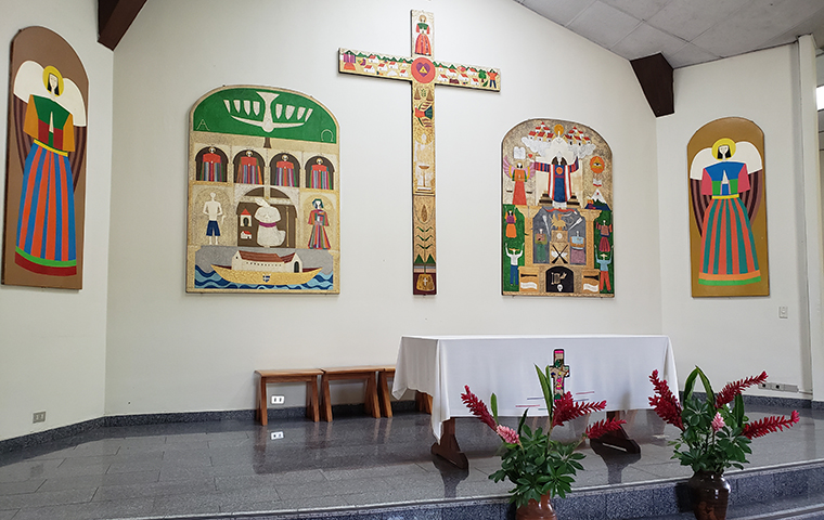 The altar of a church at UCA. 