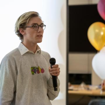 Student speaking at an event 