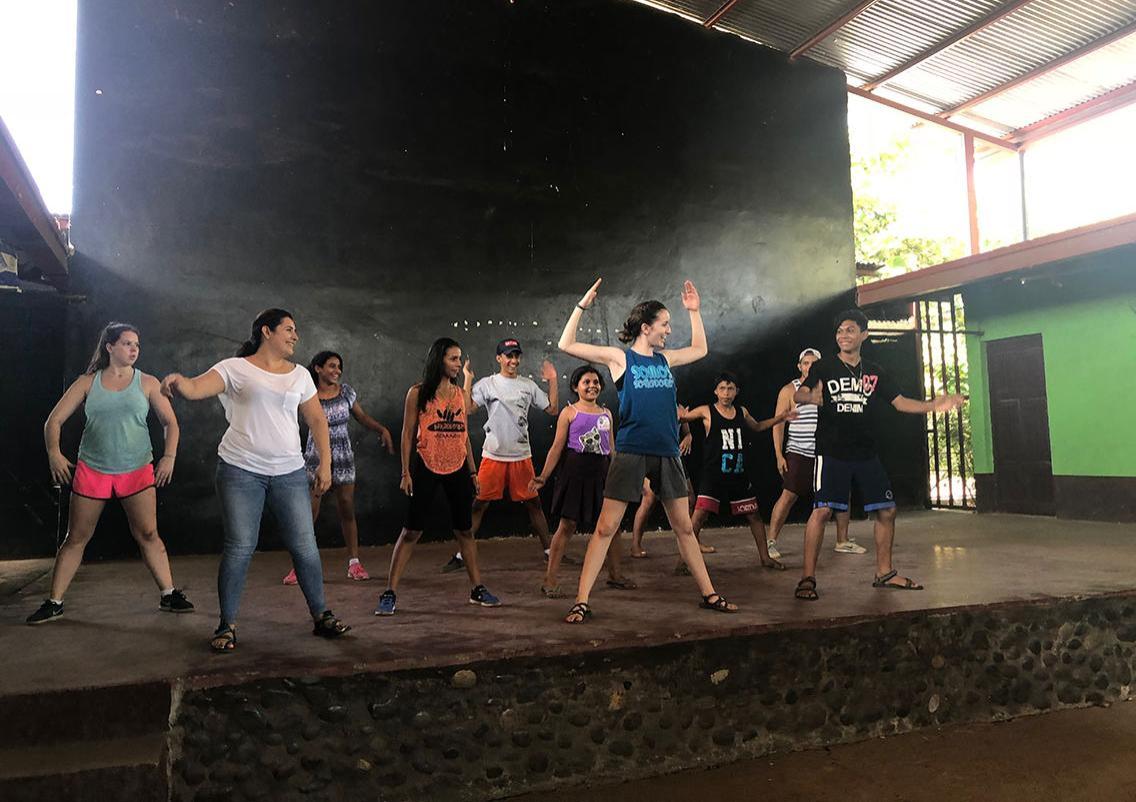 Students practicing theatre and dance 