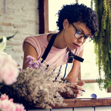 Woman in a flower shop 