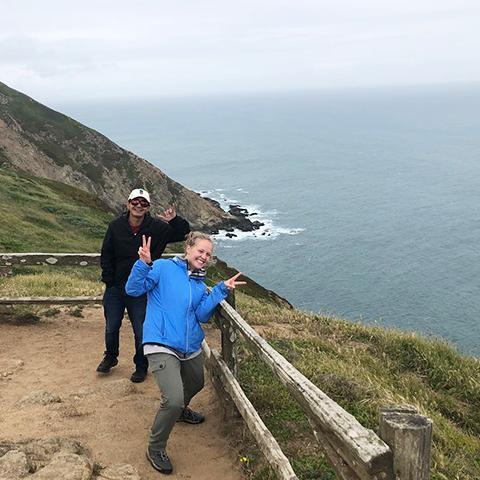 Thomas and Claire doing fieldwork at Pt. Reyes, CA image link to story