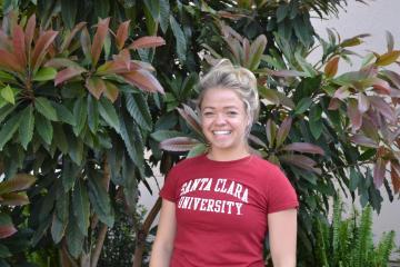 Person wearing red shirt with 