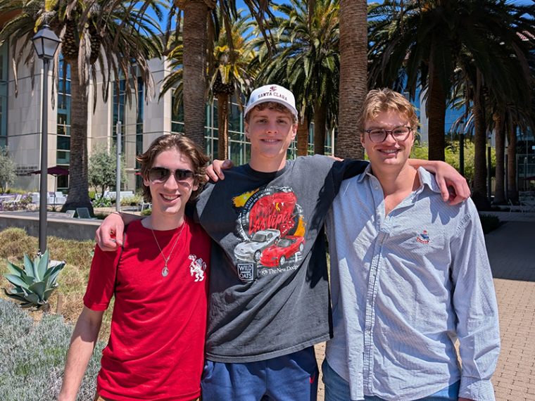 Zander Stroh '29, Sam Stroh '29, and WIll Stroh '27 outside SCDI