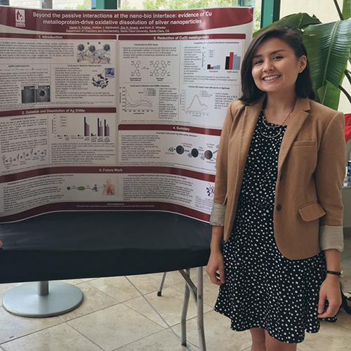 Zoe Amaris presenting a poster her junior year