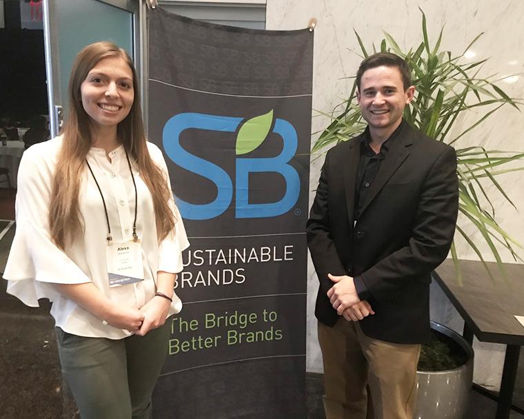 Alexa DeSanctis ’20 and co-founder Drew Descourouez ’20 at a Sustainable Brands Conference in Philadelphia in November 2019