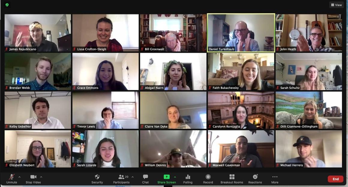 Faculty and students gathered virtually for the 2021 Eta Sigma Phi ceremony