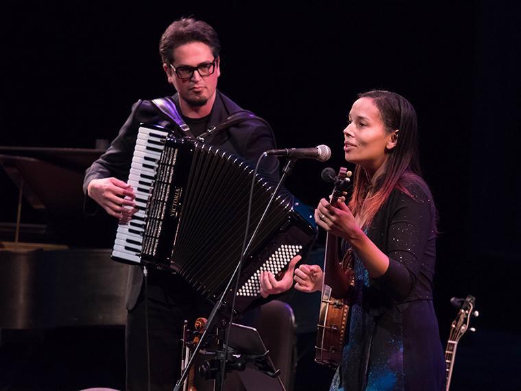 Rhiannon Giddens and Francesco Turisi in concert on October 18, 2019. Photo by Charles Barry