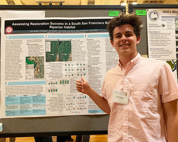 Liam Healey presenting his poster at the 14th Biennial State of the San Francisco Estuary Conference image link to story