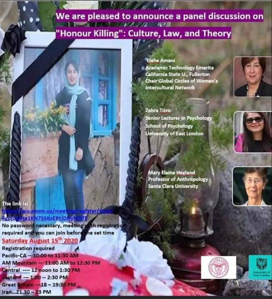 Flier for the Honour Killing in Iran panel discussion