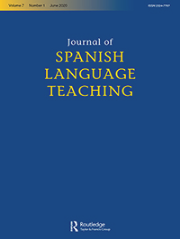 blue cover of Journal of Spanish Language Teaching with yellow lettering