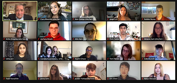 Screenshot of a zoom meeting showing 20 people